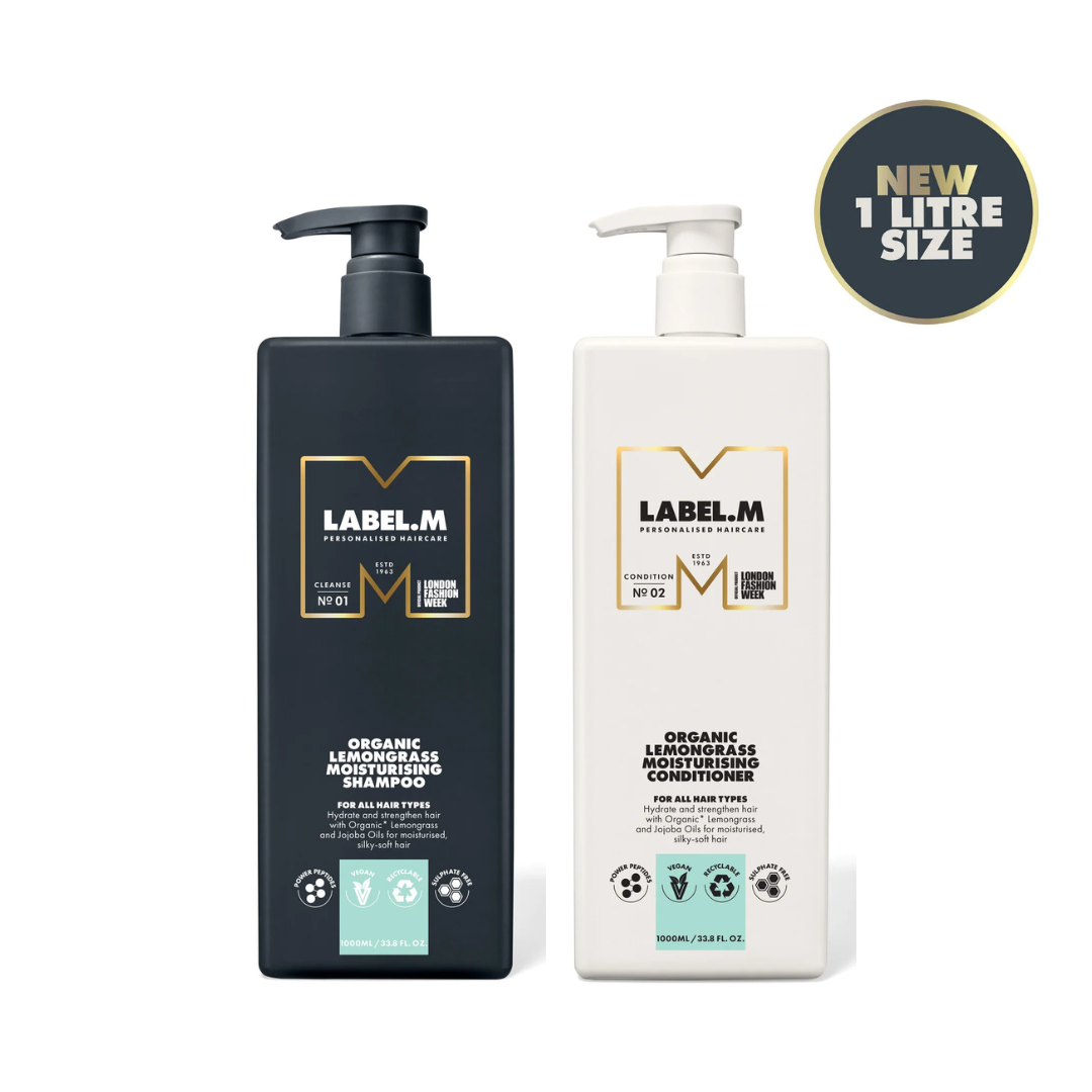 LABEL.M Organic Lemongrass Shampoo & Conditioner Moisturising Set 1000ml - TONI&GUY